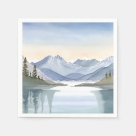 Lake Tahoe | Akvarell Bergslandskap Pappersservett