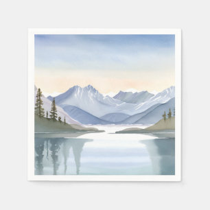 Lake Tahoe Akvarell Bergslandskap Pappersservett