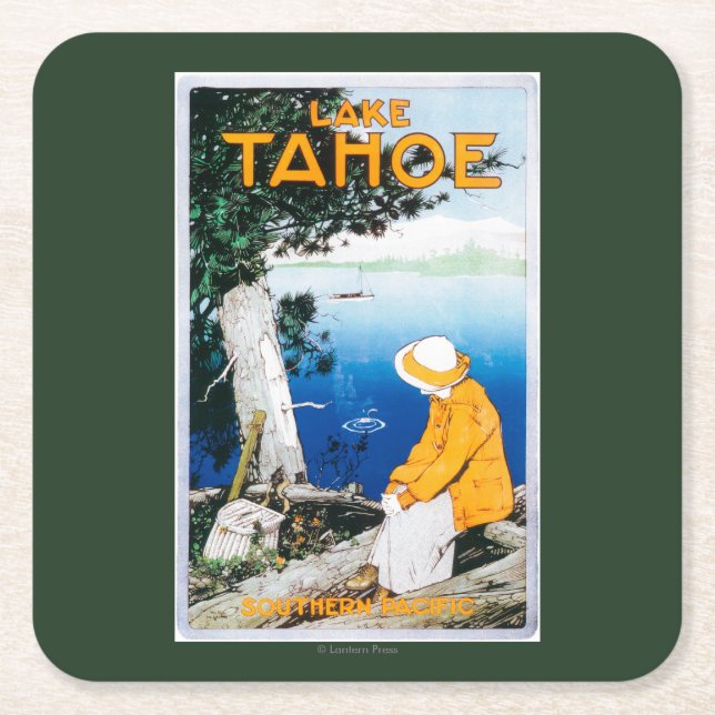 Lake Tahoe befordrings- PosterLake Tahoe, CA Underlägg Papper Kvadrat (Framsidan)