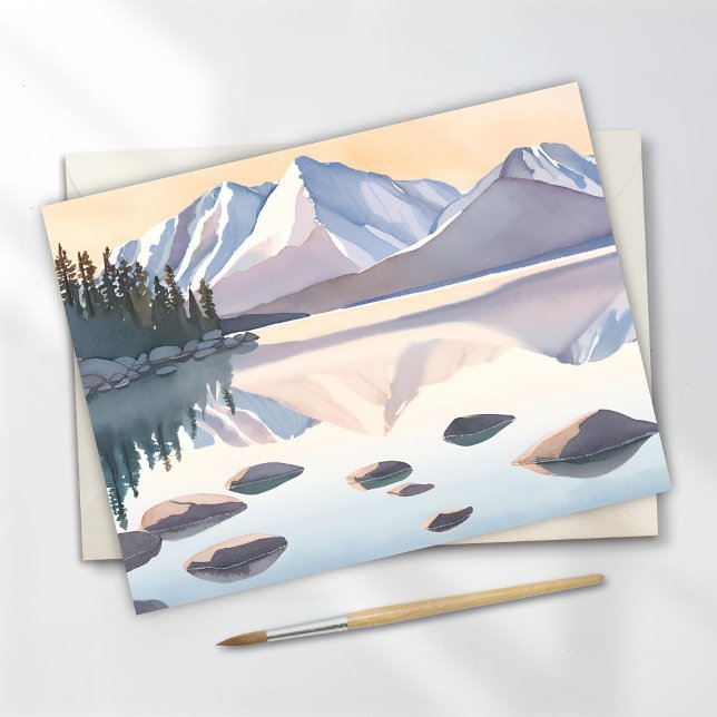 Lake Tahoe-bergen | Akvarell-landskap Vykort (Skapare uppladdad)