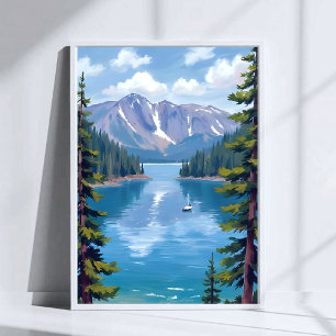 Lake Tahoe Bergs målning Poster