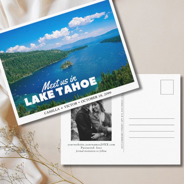 Lake Tahoe Bröllop Spara datum Postkort Vykort (Lake Tahoe Wedding Save the Date Postcard
)