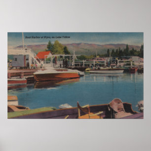 Lake Tahoe CA - fartyghamn på den träbijouen Poster