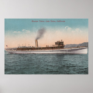 Lake Tahoe CA - SteamerTahoe stor Wood frakt Poster