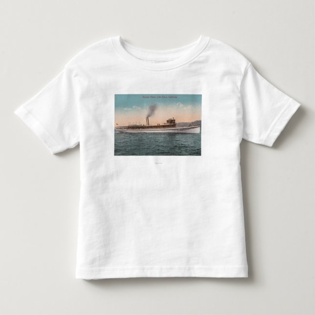 Lake Tahoe CA - SteamerTahoe stor Wood frakt T Shirt (Framsida)