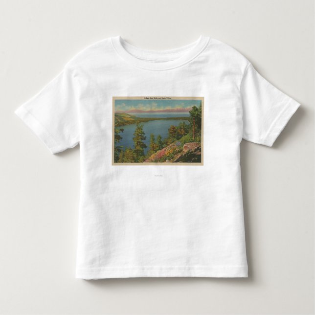 Lake Tahoe, CA - stupad löv sjö och Lake Tahoe Tee Shirt (Framsida)