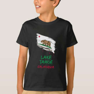 Lake Tahoe California Paint Splatter Flag Vacation T Shirt