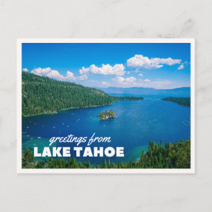 Lake Tahoe Emerald Bay Sommar Retro Hälsning Vykort