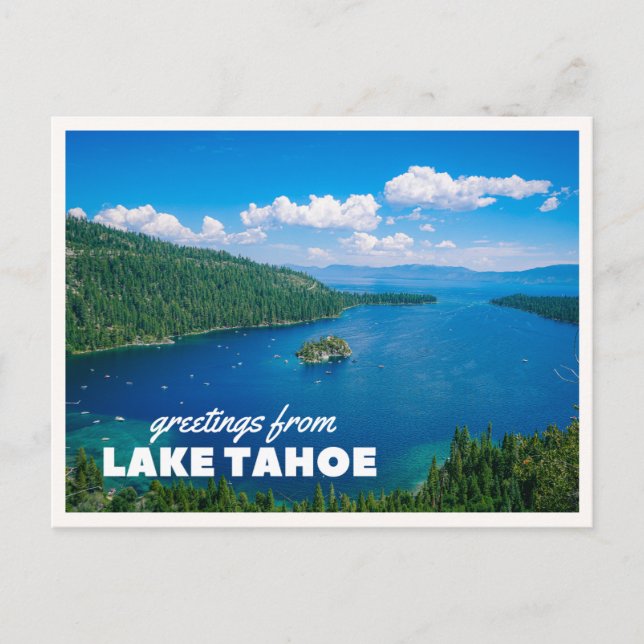 Lake Tahoe Emerald Bay Sommar Retro Hälsning Vykort (Framsida)