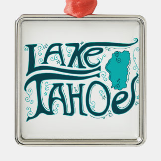 Lake Tahoe hand plockadelogotyp Julgransprydnad Metall
