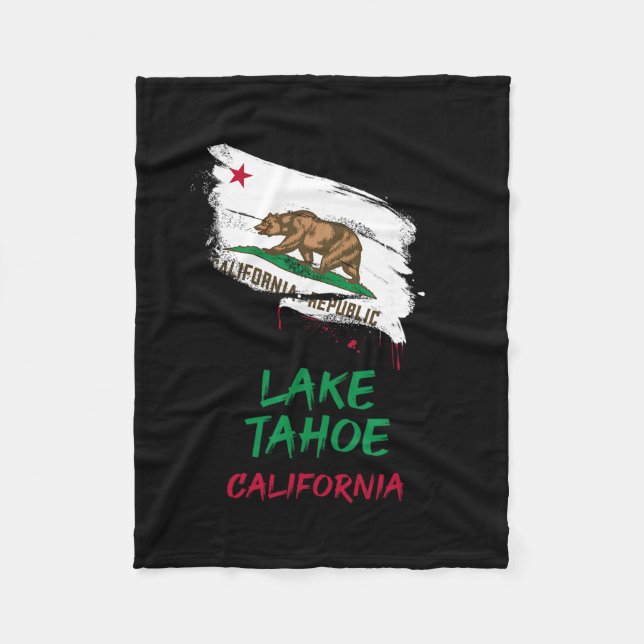 Lake Tahoe Kalifornien Flagg med färgsprut Semeste Fleecefilt (Framsidan)