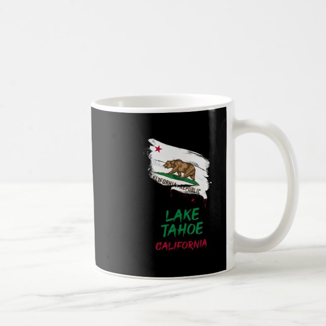 Lake Tahoe Kalifornien Flagg med färgsprut Semeste Kaffemugg (Höger)