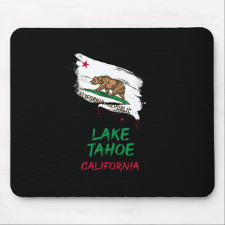 Lake Tahoe Kalifornien Flagg med färgsprut Semeste Musmatta