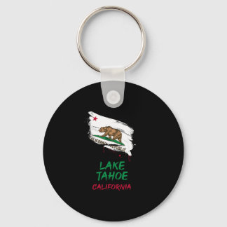 Lake Tahoe Kalifornien Flagg med färgsprut Semeste Nyckelring
