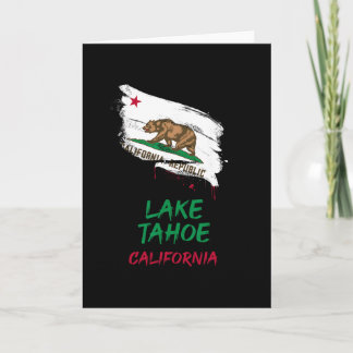 Lake Tahoe Kalifornien Målarfärg Flagg Semester Kort