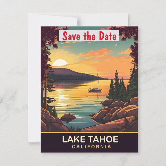 Lake Tahoe, Kalifornien, Resebrevkort,  Spara Datumet (Framsida)