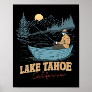 Lake Tahoe Kalifornien Roligt Sommar Fiske Camping Poster