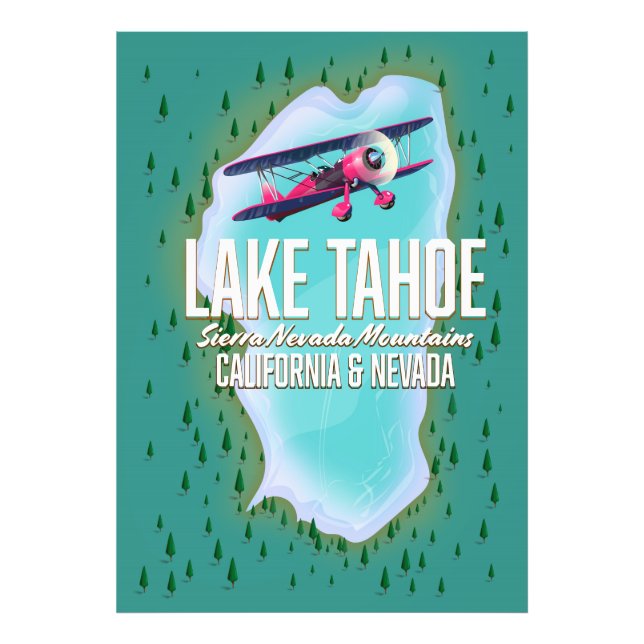 Lake Tahoe kartor reseaffisch Fototryck (Framsidan)