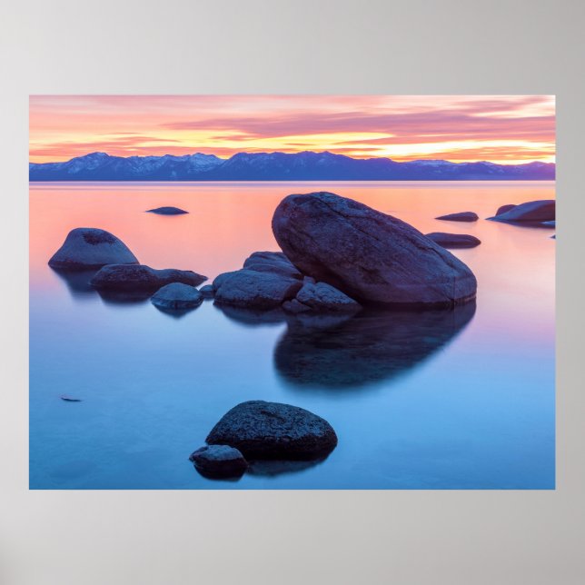 Lake Tahoe Klippformationer Solnedgång Poster (Framsidan)