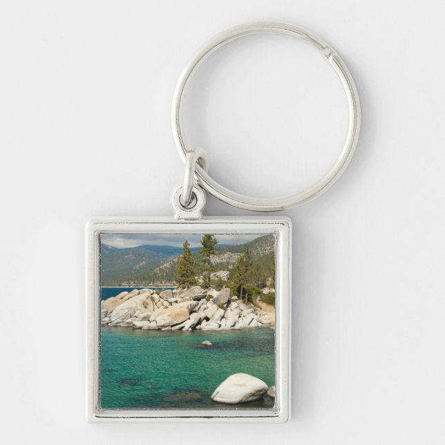 Lake Tahoe landskap Fyrkantig Silverfärgad Nyckelring (Framsidan)