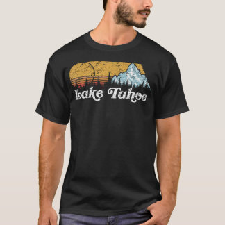 Lake Tahoe Mountain California Retro Utomhus T Shirt