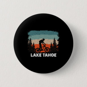 Lake Tahoe Mountainbikeåkning Solnedgång Retro Vin Knapp