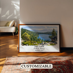 Lake Tahoe Nevada Affisch, Akvarell, Anpassad Poster