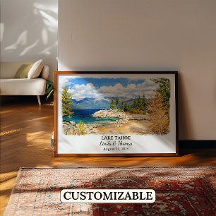 Lake Tahoe Nevada Affisch, Akvarell, Anpassad Poster