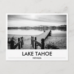 Lake Tahoe Nevada Snöig Pir Fotografi Svart & Vitt Vykort