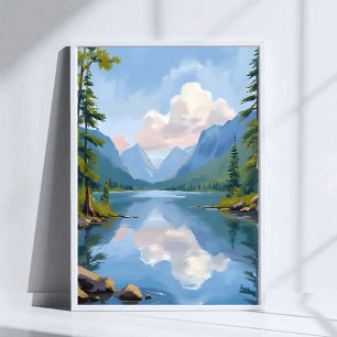 Lake Tahoe Oljemålning Landskap Poster
