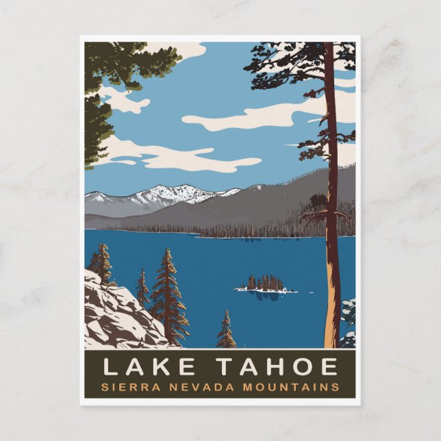Lake Tahoe, Sierra Nevada-bergen, Resa Vykort (Framsida)