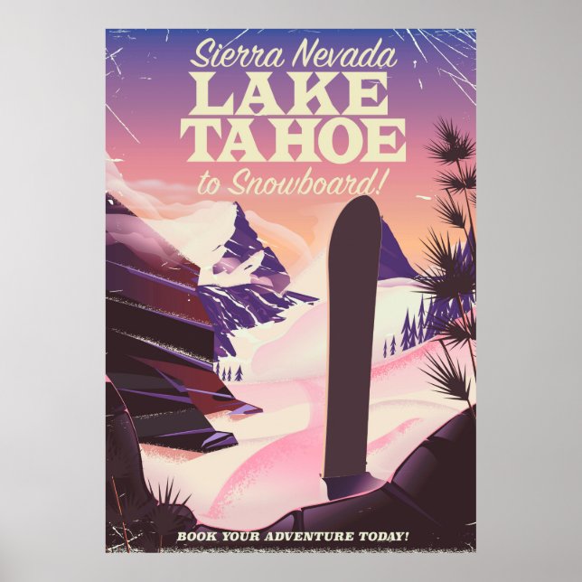 Lake Tahoe Sierra Nevada USA Snowboard-affisch Poster (Framsidan)