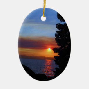 Lake Tahoe solnedgång Julgransprydnad Keramik