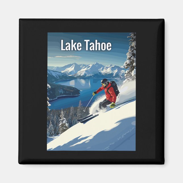 Lake Tahoe Winter Skiing Adventure  Magnet (Framsidan)