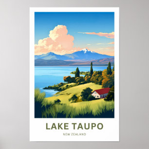 Lake Taupo New Zealand Travel Print Poster