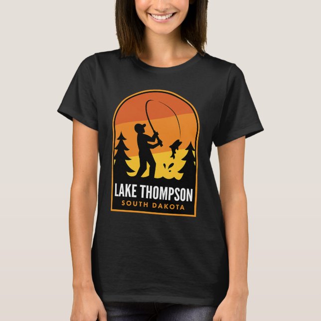 Lake Thompson South Dakota Fishing T Shirt (Framsida)