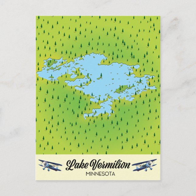 Lake Vermilion Minnesota karta Vykort (Framsida)