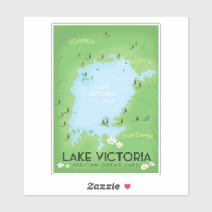 Lake Victoria Karta - Afrika Stora sjön resekonst. Klistermärken