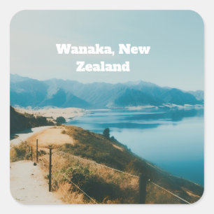 Lake Wanaka, Sydön, Nya Zeeland Fyrkantigt Klistermärke