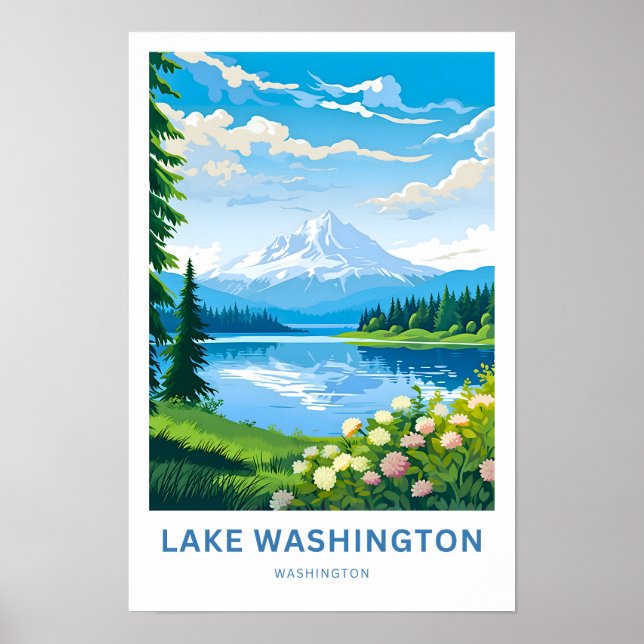 Lake Washington Travel Print Poster (Framsidan)