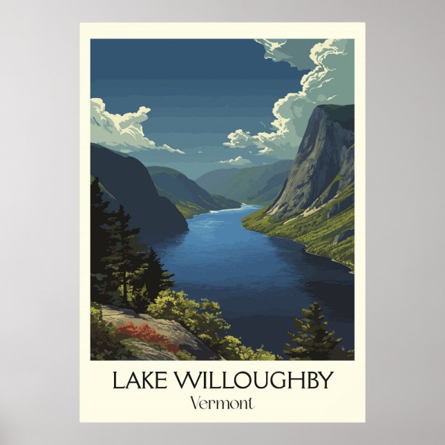 Lake Willoughby VT Scenisk Fjord Poster (Framsidan)