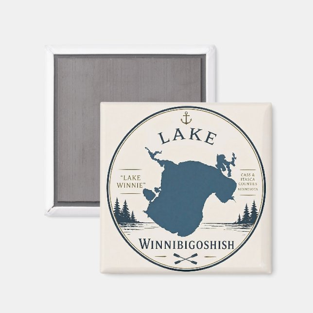 Lake Winnibigoshish Semesterhus Dekoration & Souve Magnet (Front/Back)