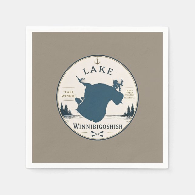 Lake Winnibigoshish Semesterhus Dekoration & Souve Pappersservett (Framsidan)