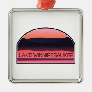 Lake Winnipesaukee New Hampshire Röd soluppgång Julgransprydnad Metall