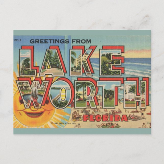 Lake Worth Florida Hälsningar Vykort (Framsida)