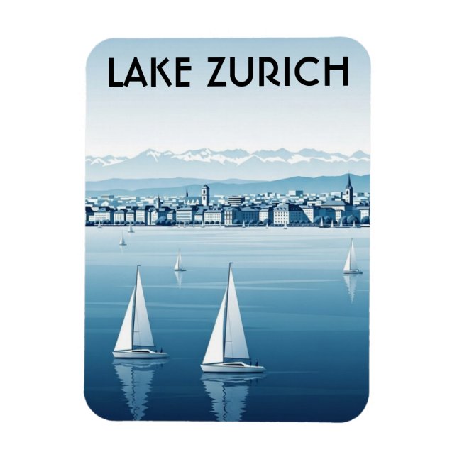 Lake Zurich Switzerland Travel Magnet (Vertikal)