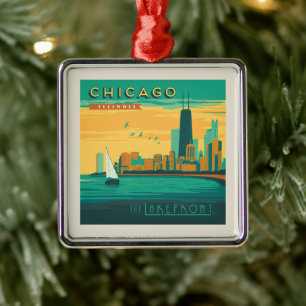 Lakefront Chicago, Illinois Julgransprydnad Metall