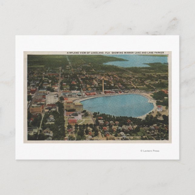 Lakeland, Florida - Aerial City View Showing Vykort (Framsida)