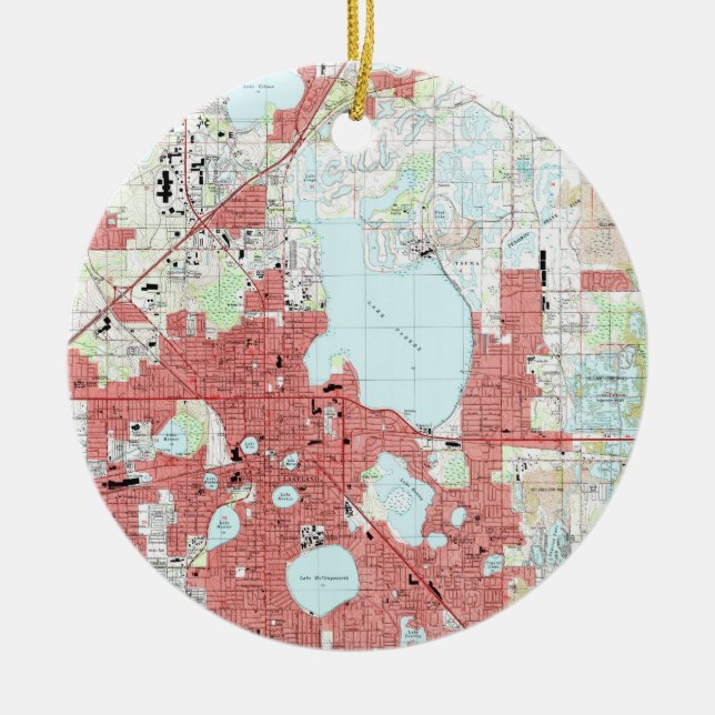 Lakeland Florida Karta (1994) Julgransprydnad Keramik (Framsidan)