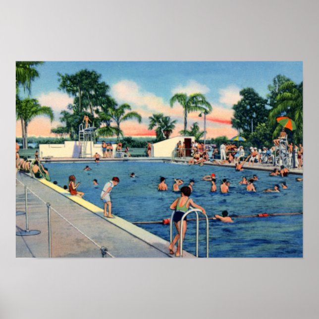Lakeland Florida Municipal Swimming Bassäng Poster (Framsidan)